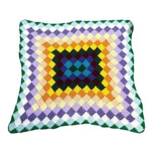 Diamond Rainbow Throw Blanket Afghan Handmade Colorful Granny Square Crochet